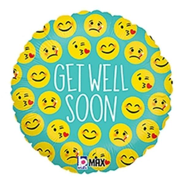 Betallic 18 in. Emoji Get Well Flat Balloon, 5PK 86663